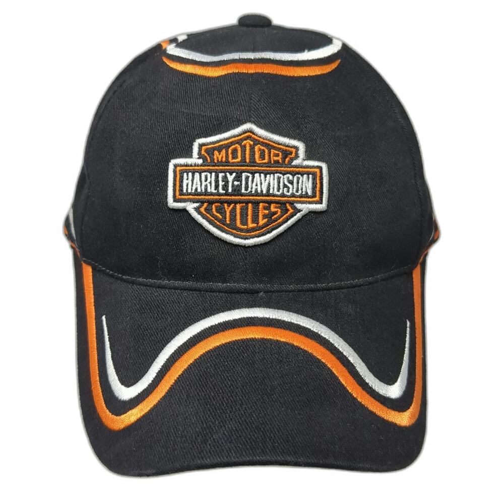 Harley-Davidson Baseball Cap Black OSFM Embroidered Logo Flames Strapback Hat